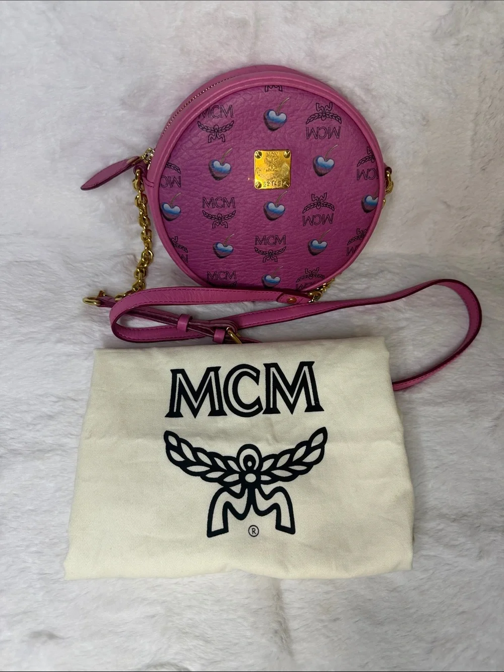 MCM Rare Sweet Pink Tambourine Crossbody Bag